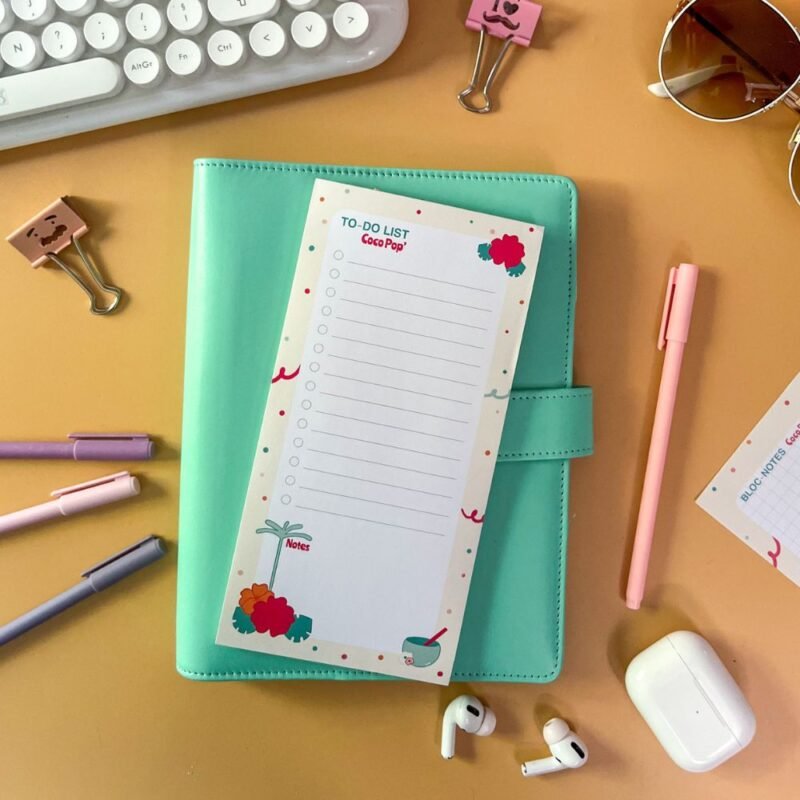 Bloc notes To-do list colorée, feuilles détachables